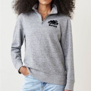 ROOTS, Unisex, Salt and Pepper, Half Zip, XL